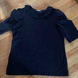 Boden Midnight Blue Ruffle Neck Top